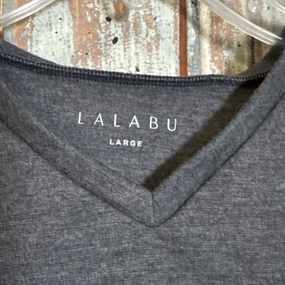 Lalabu Men's Large Dad Shirt Gray Short Sleeve Stretch Babywearing Carrier Top - Picture 5 of 8
